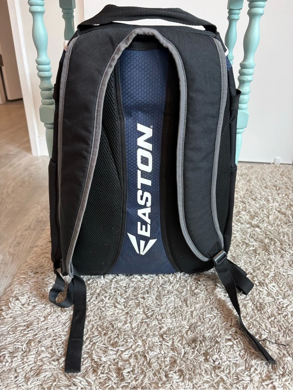 *sold* Easton Game Ready bat backpack, good condition, Black/White/Blue